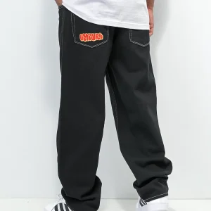 Empyre Loose Fit Embroidered Black Denim Skate Pants