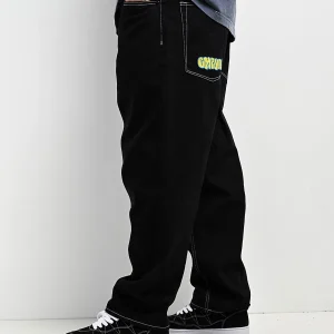 Empyre Ultra Loose Fit Embroidered Black Skate Jeans